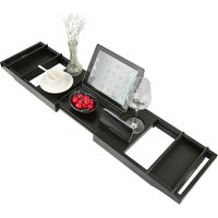 Haloyo - Badewannenablage Bambus Betttablett mit Füßen Getränkehalter Buchständer ausziehbar 70-105cm233cm multi-Funktion schwarz Haloyo - Badewannenablage Bambus Betttablett mit Füßen Getränkehalter Buchständer ausziehbar 70-105cm233cm multi-Funktion schwarz von HALOYO