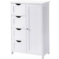 Haloyo - Badezimmerschrank, schmaler Badschrank, Beistellschrank, Kommode, mit 4 Schubladen, Schranktür, verstellbare Regalebene von HALOYO