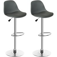 Haloyo - Barhocker 2er Set, höhenverstellbar, Küchenbarstuhl mit Rückenlehne und Fußstütze, 360° drehbar,dunkelgrau von HALOYO