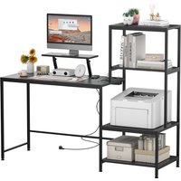 Haloyo - Computerstisch, Gaming-Computerstisch, Computerarbeitsplatz mit integrierter Steckdose, geeignet für Computer, Maße: 98x48x125cm, schwarz von HALOYO