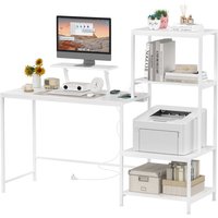 Haloyo - Computerstisch, Gaming-Computerstisch, Computerarbeitsplatz mit integrierter Steckdose, geeignet für Computer, Maße: 98x48x125cm, weiß Haloyo - Computerstisch, Gaming-Computerstisch, Computerarbeitsplatz mit integrierter Steckdose, geeignet für Computer, Maße: 98x48x125cm, weiß von HALOYO