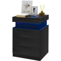Haloyo - Hochglanz-Nachttisch mit LED-Beleuchtung, Kommode mit 3 Schubladen, Schlafzimmermöbel, 45 x 40 x 67 cm, Schwarz Haloyo - Hochglanz-Nachttisch mit LED-Beleuchtung, Kommode mit 3 Schubladen, Schlafzimmermöbel, 45 x 40 x 67 cm, Schwarz von HALOYO
