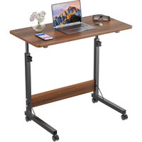 Haloyo - Höhenverstellbarer Computerschreibtisch mit Rollen, Schreibtisch mit großer Arbeitsplatte für Homeoffice, 80×40×69-89 cm, braun von HALOYO