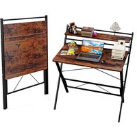 Haloyo - Klappbarer Computertisch, Computertisch, Schreibtisch mit Ablagen, 80x50x107cm, Braun Haloyo - Klappbarer Computertisch, Computertisch, Schreibtisch mit Ablagen, 80x50x107cm, Braun von HALOYO