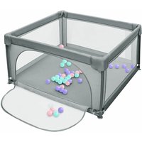 Haloyo - Laufstall Baby,Kinderlaufstall ®,Baby Gitter Laufstall,mit 50 Kugel,Atmungsaktives Netzdesign,120 x 120 x 66cm,dunkelgrau von HALOYO