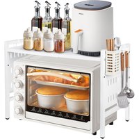 Haloyo - Mikrowellenregal mit 2 Ebenen, ausziehbares Küchenregal, weißes Küchenregal von HALOYO