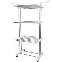 Haloyo - Mobiler Turmwäscheständer Edelstahl für Innen, Wäscheturm Klappbar Wäscheständer Turm, 3 Ebenen 72 64 170 cm- doppelte vertikale Stange Haloyo - Mobiler Turmwäscheständer Edelstahl für Innen, Wäscheturm Klappbar Wäscheständer Turm, 3 Ebenen 72 64 170 cm- doppelte vertikale Stange von HALOYO