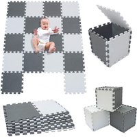 Puzzle-Spielmatte für Baby ,Kinder Bodenmatte,Spielmatte,Schutzmatte,Kinderteppich,Krabbelmatte Puzzelmatte für Babys,30 x 30,weiß + dunkelgrau von HALOYO