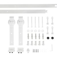 Schiebetürbeschlag Set,Schiebetür Kit Barn Door Hardware, Schiebetürsystem Gleitschiene Bodenführung Schiebetür Komplettes Set Holzschiebetür Weiss von HALOYO