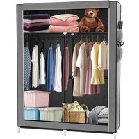 Stoffschrank 4 Fächer mit zwei Kleiderstangen 10845170cm - Kleiderschrank, Faltschrank, Garderobenschrank - grau von HALOYO