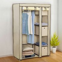 Stoffschrank Faltschrank Kleiderschrank Garderobe mit Kleiderstange Beige 11045175cm beige von HALOYO