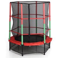 Trampolin Indoor Outdoor Garten 140cm mit Sicherheitsnetz rot schwarz Gartentrampolin Kinder Indoortrampolin von HALOYO