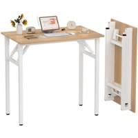 Klappbarer Computertisch, Büromöbeltisch, klappbarer Arbeits-/Esstisch für Zuhause/Büro, 80 x 50 x 76 cm, Holzfarbe - Haloyo Klappbarer Computertisch, Büromöbeltisch, klappbarer Arbeits-/Esstisch für Zuhause/Büro, 80 x 50 x 76 cm, Holzfarbe - Haloyo von HALOYO