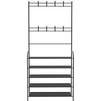 Kleiderständer Garderobenständer mit 8 Haken Schuhregal 5 Ablagen Metall 8025172cm schwarz von HALOYO