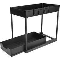 Küchenregal Badregal Spülschrankregal mit Schiebeschublade für Küche und Bad 2 Ebenen, ABS-Lagerregal, Organizer, Gewürzregal, schwarz Küchenregal Badregal Spülschrankregal mit Schiebeschublade für Küche und Bad 2 Ebenen, ABS-Lagerregal, Organizer, Gewürzregal, schwarz von HALOYO