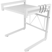 Küchenregal Mikrowellenhalter Mikrowelle Regale Toaster Stand Regal (40-65)x42cm mit 3 Haken weiß von HALOYO