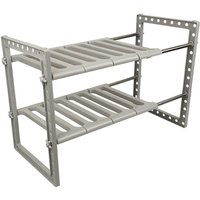 Küchenregal unter der Spüle 2 Ebenen unter der Spüle Küchenregal Edelstahl +PP erweiterbar und multifunktional 38-702638cm-grau Küchenregal unter der Spüle 2 Ebenen unter der Spüle Küchenregal Edelstahl +PP erweiterbar und multifunktional 38-702638cm-grau von HALOYO