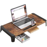 Monitorständer Monitorerhöhung Monitor Bildschirm Ständer Bildschirmerhöher Tischaufsatz aus Holz mit 1 Schubladen,braun 60 x 24 x 9 cm von HALOYO