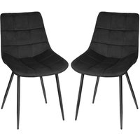 Nine Esszimmerstuhl aus Samt mit quadratischer Rückenlehne und Metallbeinen – 2er-Set. Perfekt für die Küche,Schwarz von HALOYO