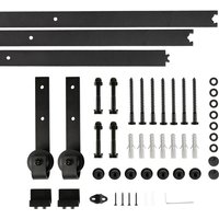 Schiebetürbeschlag Set,Schiebetür Kit Barn Door Hardware, Schiebetürsystem Gleitschiene Bodenführung Schiebetür Komplettes Set Holzschiebetür Schwarz von HALOYO