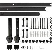 Schiebetürbeschlag Set,Schiebetür Kit Barn Door Hardware, Schiebetürsystem Gleitschiene Bodenführung Schiebetür Komplettes Set Holzschiebetür Schwarz von HALOYO