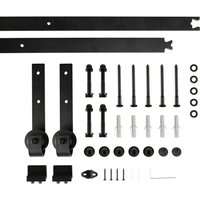 Schiebetürbeschlag Set,Schiebetür Kit Barn Door Hardware, Schiebetürsystem Gleitschiene Bodenführung Schiebetür Komplettes Set Holzschiebetür Schwarz von HALOYO