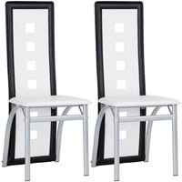Set mit 2 Esszimmerstühlen, Küchenstuhl mit Sitz und Rückenlehne aus pu, Metallbeinen, Weiß und Schwarz - Haloyo Set mit 2 Esszimmerstühlen, Küchenstuhl mit Sitz und Rückenlehne aus pu, Metallbeinen, Weiß und Schwarz - Haloyo von HALOYO