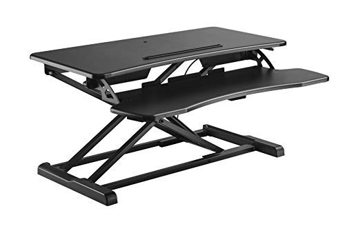 HALTERUNGSPROFI Steh-Sitz Schreibtisch Sit-Stand Workstation Höhenverstellbarer Aufsatz für den Schreibtisch, zum Arbeiten im Sitzen oder Stehen mit Gasdruckfeder GTS-011 (80cm) von HALTERUNGSPROFI