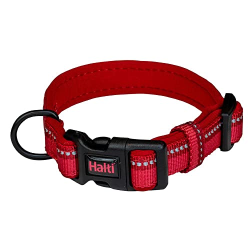 HALTI Komforthalsband - Hundehalsband mit Neoprenpolsterung, 3M-Reflektorgewebe und verstellbarer Riemen. Weich und Angenehm zu Tragen. Geeignet für große Hunde (Größe L, Rot) von Company of Animals