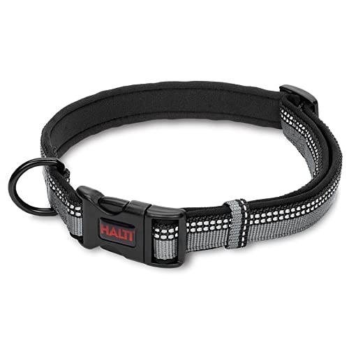 HALTI Komforthalsband - Hundehalsband mit Neoprenpolsterung, 3M-Reflektorgewebe und verstellbarer Riemen. Geeignet für kleine Hunde und Welpen (Größe S, Schwarz) von Company of Animals