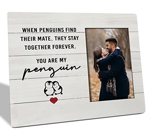 HALUOSI I Love You Geschenke für Sie Ihn, romantische Valentinstagsgeschenke für Freund, Freundin, Ehefrau, Ehemann, Paare, Bilderrahmen Geschenke, You Are My Penguin von HALUOSI