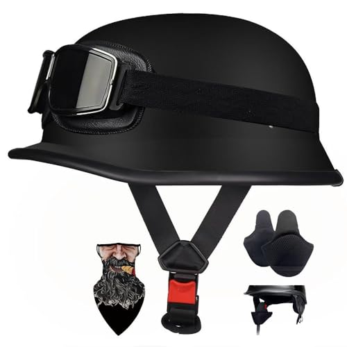HALYING Halbschalenhelm mit ABS-Schale ECE-zertifizierter | Leichter Mofa Helm Retro für Herren/Damen| atmungsaktives Innenfutter, herausnehmbarer Ohrenschutz | Für Chopper,Roller,Motorrad HALYING Halbschalenhelm mit ABS-Schale ECE-zertifizierter | Leichter Mofa Helm Retro für Herren/Damen| atmungsaktives Innenfutter, herausnehmbarer Ohrenschutz | Für Chopper,Roller,Motorrad von HALYING