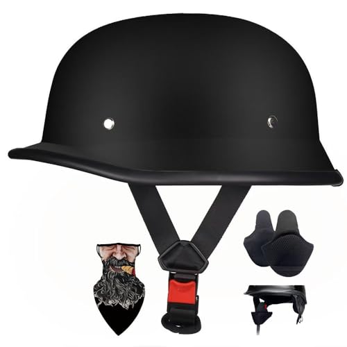 HALYING Halbschalenhelm mit ABS-Schale ECE-zertifizierter | Leichter Mofa Helm Retro für Herren/Damen| atmungsaktives Innenfutter, herausnehmbarer Ohrenschutz | Für Chopper,Roller,Motorrad HALYING Halbschalenhelm mit ABS-Schale ECE-zertifizierter | Leichter Mofa Helm Retro für Herren/Damen| atmungsaktives Innenfutter, herausnehmbarer Ohrenschutz | Für Chopper,Roller,Motorrad von HALYING