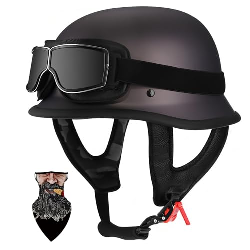 HALYING Motorrad Halbhelme ECE-Zertifiziert, Retro Chopper Helm mit ABS-Außenkörper EPS-Schutz, Netz-Innenfutter, Schnellverschlussschnallen, Moped/Scooter/Motorrad Helm für Erwachsene HALYING Motorrad Halbhelme ECE-Zertifiziert, Retro Chopper Helm mit ABS-Außenkörper EPS-Schutz, Netz-Innenfutter, Schnellverschlussschnallen, Moped/Scooter/Motorrad Helm für Erwachsene von HALYING