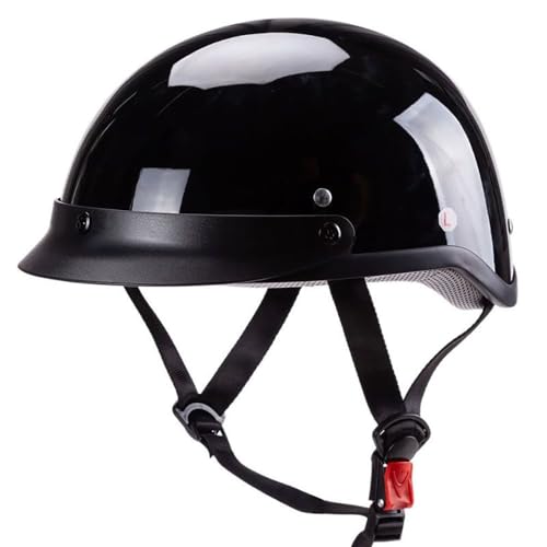 HALYING Retro Halbhelm Motorrad Helm Jethelm Moped Helm mit Schutzbrille, ECE 2206 Zugelassen Helmschale aus ABS-Material, Waschbare Polster, für Mofa Crash Moped Scooter Cruiser von HALYING