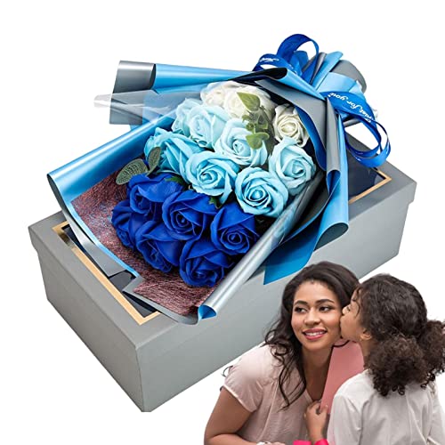 HAMAGI Seife Blumenstrauß - Duftende Seifenblume für Frauen künstlich - Dekorativer Seifenblumenstrauß aus duftenden Rosenblättern mit schwachem Duft als Muttertagsgeschenk von HAMAGI