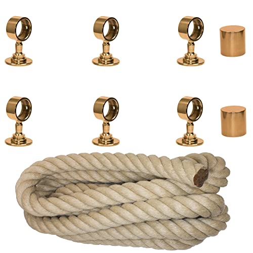 Handlaufseil Set 30mm - bestehend aus 2 Endkappen 6 Seilträger Messing glänzend und 6m "Nature Touch" Handlaufseil naturfarben Handlaufseil Set 30mm - bestehend aus 2 Endkappen 6 Seilträger Messing glänzend und 6m "Nature Touch" Handlaufseil naturfarben von HAMBURGER TAUWERK-FABRIK EST. 1901