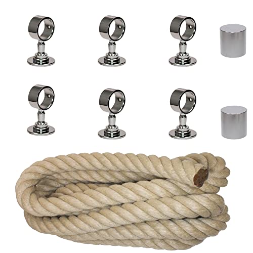 Handlaufseil Set 30mm - bestehend aus 2 Endkappen 6 Seilträger verchromt und 6m "Nature Touch" Handlaufseil naturfarben Handlaufseil Set 30mm - bestehend aus 2 Endkappen 6 Seilträger verchromt und 6m "Nature Touch" Handlaufseil naturfarben von HAMBURGER TAUWERK-FABRIK EST. 1901