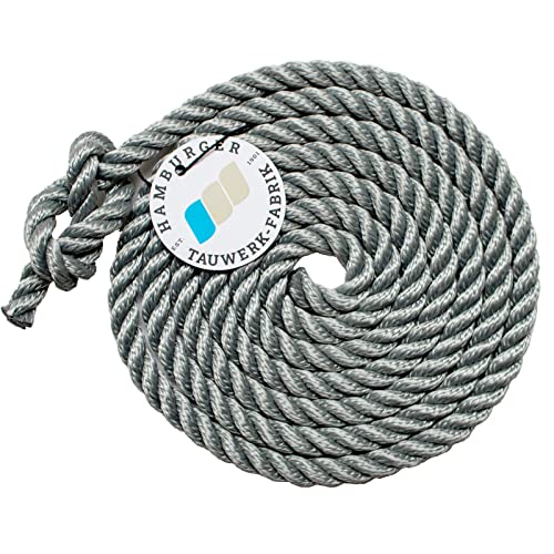 Tauwerk 10mm - Farbe: grau 3-litzig gedreht Leine Schnur Festmacher Rope Tau Seil Allzweckseil Reepschnur Lirolen-Tauwerk PP-Multifil, 3-schäftig gedreht (Länge 40mtr.) von HAMBURGER TAUWERK-FABRIK EST. 1901