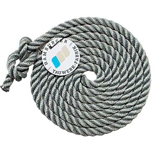 Tauwerk 10mm - Farbe: grau 3-litzig gedreht Leine Schnur Festmacher Rope Tau Seil Allzweckseil Reepschnur Lirolen-Tauwerk PP-Multifil, 3-schäftig gedreht (Länge 60mtr.) von HAMBURGER TAUWERK-FABRIK EST. 1901