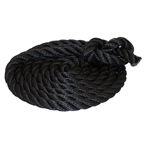 Tauwerk 18mm - Farbe: schwarz 3-litzig gedreht Leine Schnur Festmacher Rope Tau Seil Allzweckseil Reepschnur Lirolen-Tauwerk PP-Multifil, 3-schäftig gedreht (Länge 40mtr.) von HAMBURGER TAUWERK-FABRIK EST. 1901