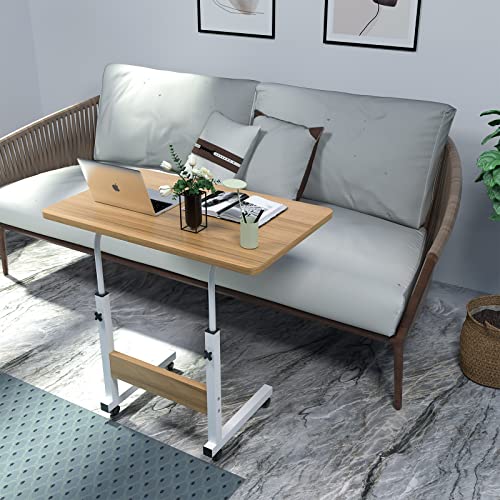 HAMHAIGO Computertisch Klein Laptoptisch höhenverstellbarer Schreibtisch mit drehbarer Rollen 60x40cm Computertisch mobiler Laptop-Schreibtisch auf Bodendrehung für Schlafzimmer, Büro, Bett von HAMHAIGO
