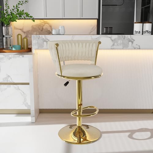 HAMHAIGO Eleganter Barhocker mit hoher Rückenlehne, Küchenhocker, höhenverstellbar, Drehhocker, Barhocker aus Samt für Bar, Küche, Theke, Gold HAMHAIGO Eleganter Barhocker mit hoher Rückenlehne, Küchenhocker, höhenverstellbar, Drehhocker, Barhocker aus Samt für Bar, Küche, Theke, Gold von HAMHAIGO