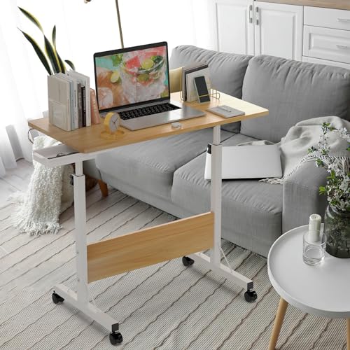 HAMHAIGO Kleiner Schreibtisch mit Rollen Beistelltisch Laptoptisch Höhenverstellbar Der Desktop kann umgedreht Werden Sofatisch mit Rollen Kaffeetisch Schlafzimmer, Wohnzimmer Gelb HAMHAIGO Kleiner Schreibtisch mit Rollen Beistelltisch Laptoptisch Höhenverstellbar Der Desktop kann umgedreht Werden Sofatisch mit Rollen Kaffeetisch Schlafzimmer, Wohnzimmer Gelb von HAMHAIGO