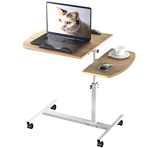 HAMHAIGO Schrebitisch Steh Sitz-Stehpult Höheverstellbar 60x40cm Computertisch Beistelltisch Pflegetisch Laptoptisch PC Tisch mit Rollen für Büro Bett Sofa Krankenhaus Krankenpflege Lesen Essen von HAMHAIGO