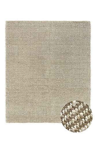 HAMID - Jute Teppich, Alcazar Teppich 100% Weißes Elfenbein, Jutefaser Handgewebt, Weicher Teppich und Hohe Festigkeit für Wohnzimmer, Esszimmer, Schlafzimmer, Flurteppich - Weiß (250x200cm) von HAMID
