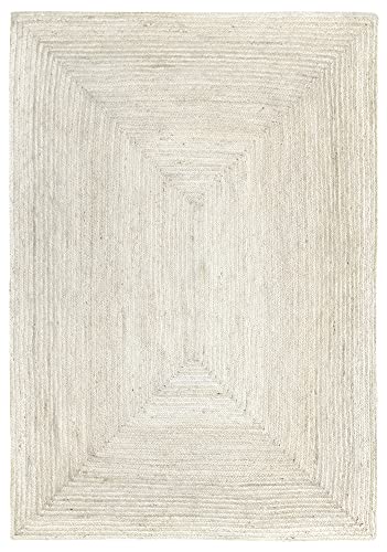 HAMID - Jute Teppich Elfenbein, Alhambra Teppich Handgefertigt Jute 100% Naturfaser de Jute, Wohnzimmer, Esszimmer, Schlafzimmer, Flurvorleger, Farbe Elfenbein (160x230cm) von HAMID