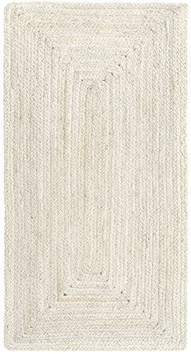 HAMID - Jute Teppich Elfenbein, Alhambra Teppich Handgefertigt Jute 100% Naturfaser de Jute, Wohnzimmer, Esszimmer, Schlafzimmer, Flurvorleger, Farbe Elfenbein, (60x110cm) von HAMID