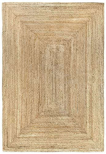 HAMID Jute Teppich, Alhambra Teppich Handgewebt 100% Naturfaser de Jute, Wohnzimmer, Schlafzimmer, Flurteppich, Farbe Natur (120x170cm) von HAMID