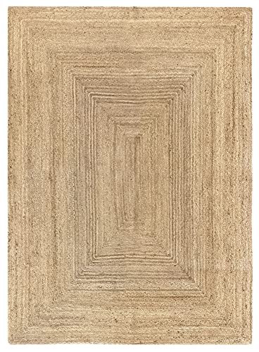 HAMID Jute Teppich, Alhambra Teppich Handgewebt 100% Naturfaser de Jute, Wohnzimmer, Schlafzimmer, Flurteppich, Farbe Natur (160x230cm) von HAMID